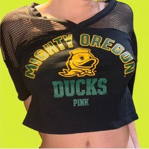 PINK Victoria's Secret Oregon Ducks Black Mesh Top